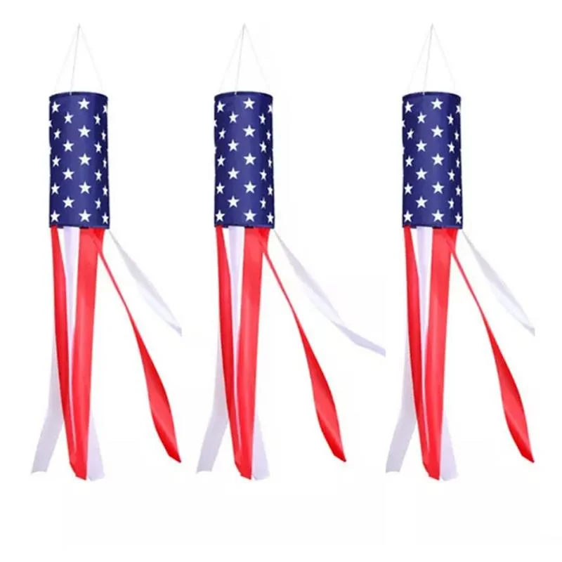 60 Inch American Us Flag Windsock, Outdoor Embroidered Stars & 60 Inch Us Flag Windsock