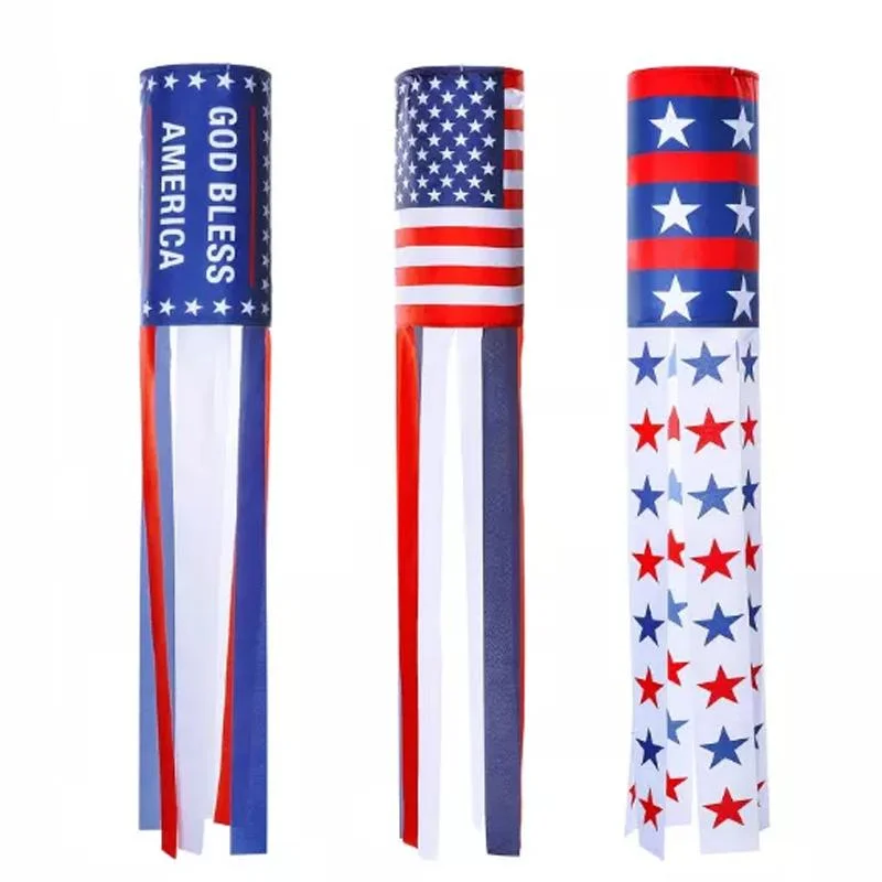 60 Inch American Us Flag Windsock, Outdoor Embroidered Stars & 60 Inch Us Flag Windsock