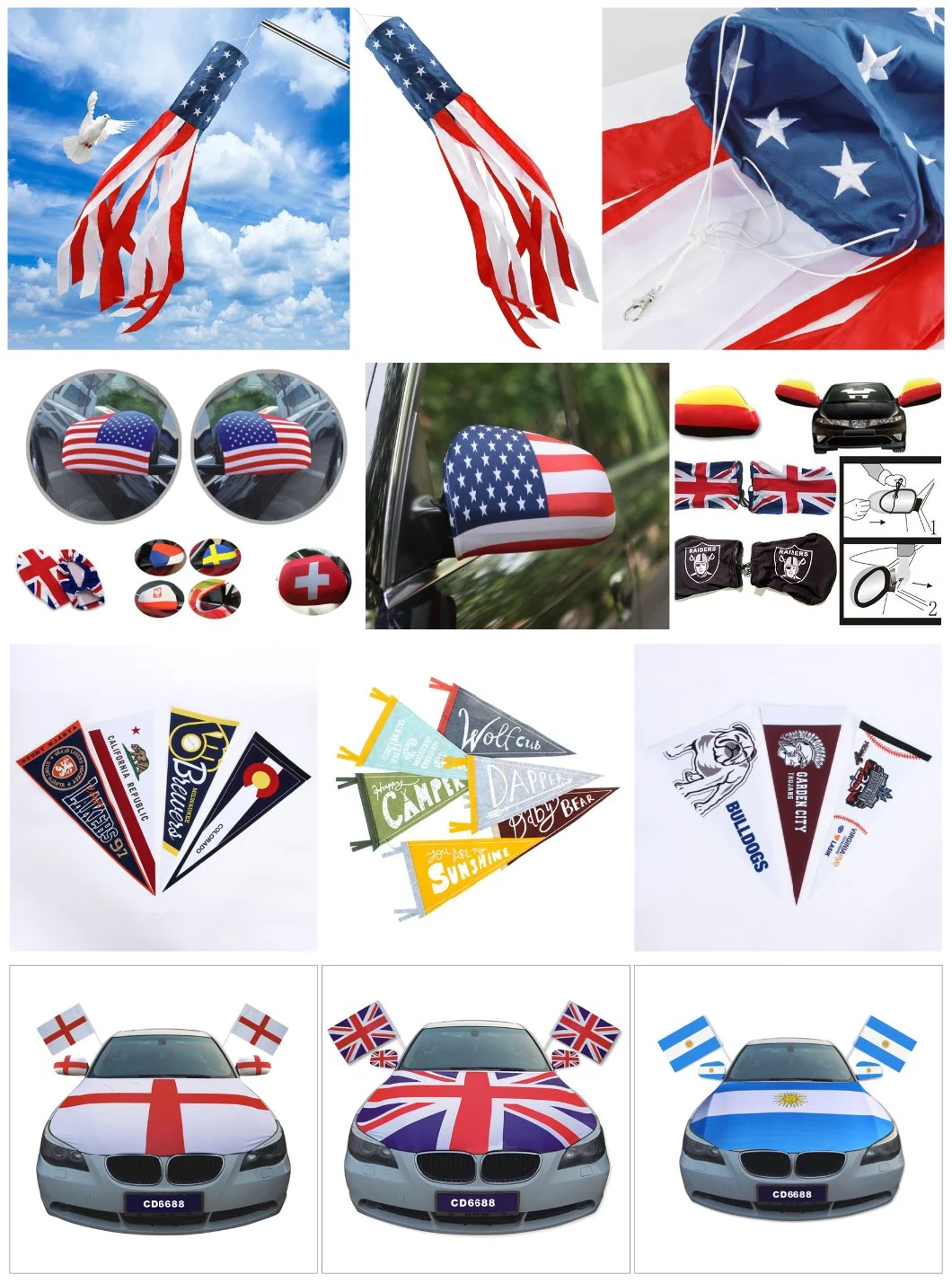 Digital Printing Beach Dye Cut Paper Red White Green Beach White Blue Red Ustom Children Feather Flags with Ground Spike Windsock